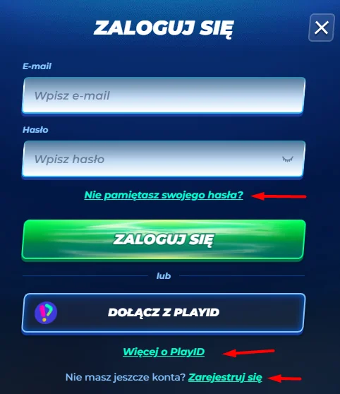 fast log in form